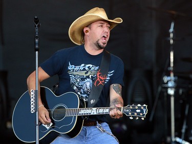 Country musician Jason Aldean closes out the night on the third day of the Country Thunder music festival, held at Prairie Winds Park in Calgary Saturday, August 17, 2019. Dean Pilling/Postmedia
