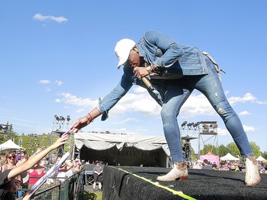 Musician Jimmie Allen perform on the third day of the Country Thunder music festival, held at Prairie Winds Park in Calgary Saturday, August 17, 2019. Dean Pilling/Postmedia