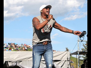 Musician Jimmie Allen perform on the third day of the Country Thunder music festival, held at Prairie Winds Park in Calgary Saturday, August 17, 2019. Dean Pilling/Postmedia