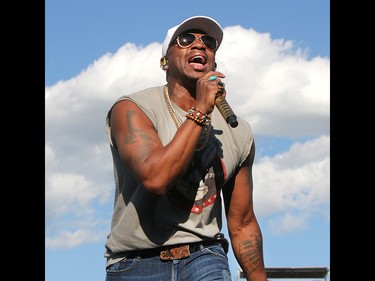 Musician Jimmie Allen perform on the third day of the Country Thunder music festival, held at Prairie Winds Park in Calgary Saturday, August 17, 2019. Dean Pilling/Postmedia