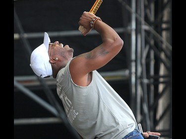 Musician Jimmie Allen perform on the third day of the Country Thunder music festival, held at Prairie Winds Park in Calgary Saturday, August 17, 2019. Dean Pilling/Postmedia
