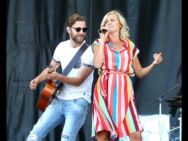 Annika Odegard and Bryton Udy from country duo Leaving Thomas perform on the third day of the Country Thunder music festival, held at Prairie Winds Park in Calgary Saturday, August 17, 2019. Dean Pilling/Postmedia
