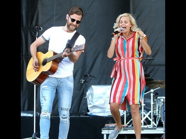 Annika Odegard and Bryton Udy from country duo Leaving Thomas perform on the third day of the Country Thunder music festival, held at Prairie Winds Park in Calgary Saturday, August 17, 2019. Dean Pilling/Postmedia