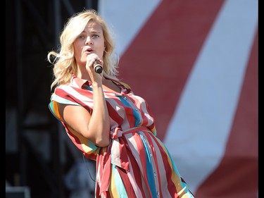 Annika Odegard from country duo Leaving Thomas perform on the third day of the Country Thunder music festival, held at Prairie Winds Park in Calgary Saturday, August 17, 2019. Dean Pilling/Postmedia