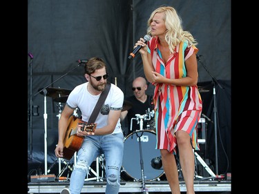 Annika Odegard and Bryton Udy from country duo Leaving Thomas perform on the third day of the Country Thunder music festival, held at Prairie Winds Park in Calgary Saturday, August 17, 2019. Dean Pilling/Postmedia