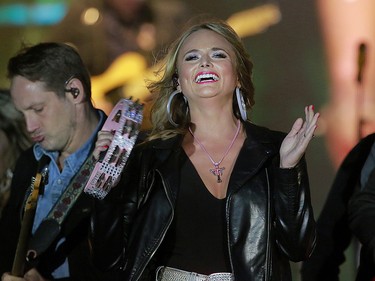 Country musician Miranda Lambert performs on the first day of the Country Thunder music festival, held at Prairie Winds Park in Calgary Friday, August 16, 2019. Dean Pilling/Postmedia