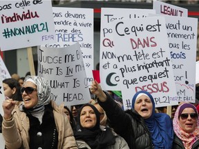 An anti-Bill 21 protest in Montreal in April 2019.