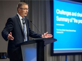 Finance Minister Travis Toews speaks at a Chamber of Commerce luncheon on Wednesday, Sept. 4, 2019.