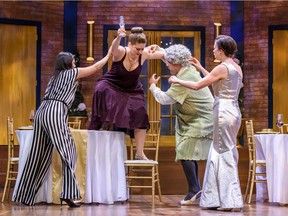 Cast members of The Wedding Party rehearse a scene at The Martha Cohen Theatre Sept. 11, 2019. The plays runs until Sept. 29. Azin Ghaffari/Postmedia Calgary