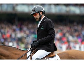 CALGARY, AB - SEPTEMBER 08: Eric Lamaze riding Fine Lady 5 during the Spruce Meadows Masters, part of the Rolex Grand Slam of Show Jumping at Spruce Meadows on September 8, 2019 in Calgary, Canada.