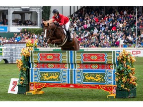 CALGARY, AB - SEPTEMBER 08: Beezie Madden riding Darry Lou during the Spruce Meadows Masters, part of the Rolex Grand Slam of Show Jumping at Spruce Meadows on September 8, 2019 in Calgary, Canada.