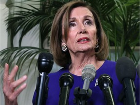 WASHINGTON, DC - SEPTEMBER 24: Speaker of the House Nancy Pelosi (D-CA) speaks to the media after a meeting with the House Democratic caucus after she announced that House Democrats will start an impeachment injury of U.S. President Donald Trump, on September 24, 2019 in Washington, DC. Pelosi announced a formal impeachment inquiry today after allegations that President Donald Trump sought to pressure the president of Ukraine to investigate leading Democratic presidential contender, former Vice President Joe Biden and his son, which was the subject of a reported whistle-blower complaint that the Trump administration has withheld from Congress.