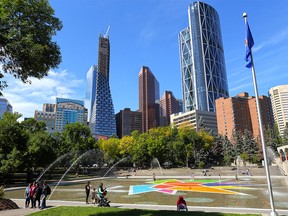 Calgary’s downtown skylline as seen from Olympic Plaza on Tuesday September 3, 2019.