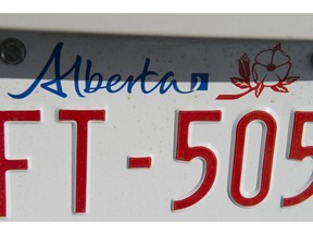 The font on the Alberta license plate has been updated to reflect the currently used by the government of Alberta. The former text had been in use since 1972. on September 13, 2019. Photo by Shaughn Butts / Postmedia