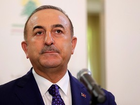 Turkish Foreign Minister Mevlut Cavusoglu gives a joint press conference with his Lebanese counterpart in Beirut on August 23, 2019. (Photo by ANWAR AMRO / AFP)ANWAR AMRO/AFP/Getty Images