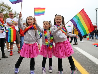 Sisters Liara, Eliana, and Aayla Liu showed their pride as Calgarians from all walks of life celebrated pride week with the Calgary Pride parade through downtown Calgary on Sunday September 1, 2019.
