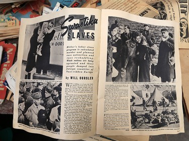 A war magazine from 1943 clearly shows allied countries knew about (if not the extent of) the Nazi race extinction plans. The magazine was amongst hundreds that Alex Clarke found in a treasure trove of old newspapers and magazines from the 1930’s and 1940’s he found while demolishing a garage in Bridgeland.