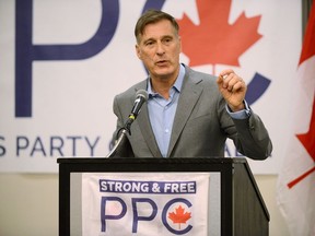 Leader of the People's Party of Canada, Maxime Bernier campaigns in Fredericton, New Brunswick, Canada, September 17, 2019.