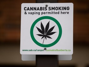 A marked cannabis smoking zone at the University of Alberta in Edmonton.