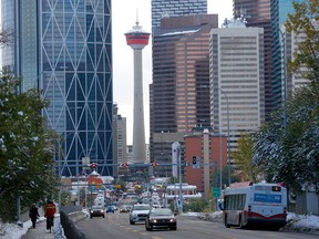 The Calgary skyline, as seen from Centre Street Bridge on Monday, Sept. 30.