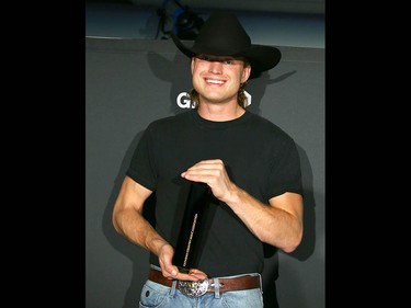 Jade Eagleson poses with his award for Rising Star at the Canadian Country Music Awards at the Saddledome in Calgary Sunday, September 8, 2019. Jim Wells/Postmedia