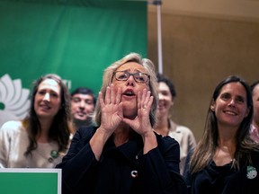 Green Party Leader Elizabeth May campaigns in Toronto on Sept. 16, 2019.