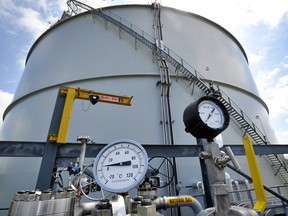 The LNG storage tank at the Fortis BC liquefied natural gas (LNG) storage plant at Mount Hayes near Ladysmith, B.C.