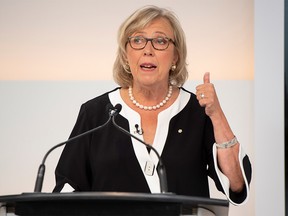 Green Party leader Elizabeth May speaks at the Maclean's/Citytv National Leaders Debate on the second day of the election campaign in Toronto, Ontario, Canada September 12, 2019. Frank Gunn/Pool via REUTERS ORG XMIT: TOR508