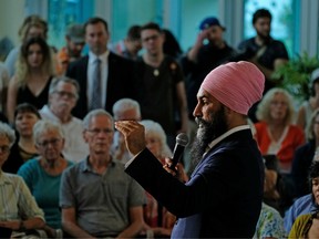 Canada's New Democratic Party (NDP) leader Jagmeet Singh speaks at a meeting with supporters held at a Nova Scotia Community College campus during an election campaign stop in Halifax, Nova Scotia, Canada September 23, 2019.