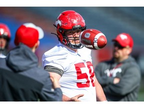 Calgary Stampeders offensive lineman Ryan Sceviour during CFL training camp on Monday, May 20, 2019. Al Charest/Postmedia