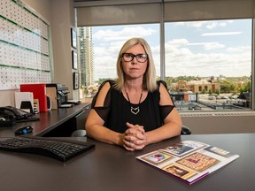 Calgary Women's Emergency Shelter Executive Director Kim Ruse poses for a photo in her office in Calgary on Thursday, September 5, 2019. In 2019 the women's emergency shelter has received 21% less donations compared to last year. Azin Ghaffari/ Postmedia