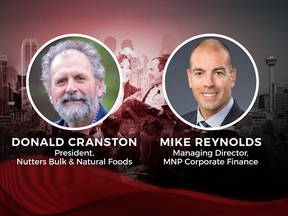 Donald Cranston of Nutters Bulk and Natural Foods, and Mike Reynolds with MNP Corporate Finance Inc., will participate in a Fireside Chat at Calgary’s Business Transitions Forum on Oct. 30.