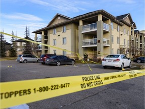 Police investigate a shooting in the parking lot of an apartment complex in the 2500 block of Fish Creek Boulevard on Wednesday, Oct. 30, 2019.