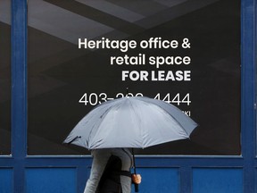 For lease signs advertise space along Stephen Avenue Mall in downtown Calgary on Sept. 10, 2019.