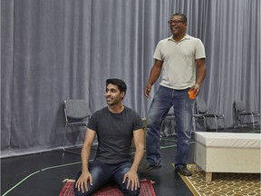 ATP's Disgraced director Nigel Shawn Williams, standing, with Hamed Dar. Photo by Jeff Yee.