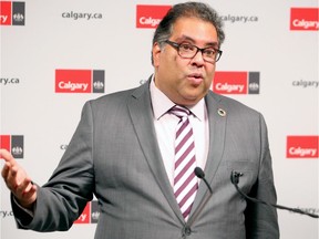 Mayor Naheed Nenshi speaks to reporters on the federal political parties responses to YYC Matters, an online platform highlighting priorities important to Calgary. Friday, October 11, 2019.
