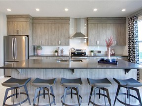 The kitchen in the Coronation show home by Cedarglen Homes in Belmont.