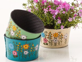Recycled tire garden planter from India available at Ten Thousand Villages.