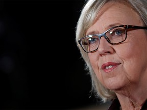 Green Party leader Elizabeth May attends a news conference after the French language federal election debate at the Canadian Museum of History in Gatineau, Quebec, Canada October 10, 2019. REUTERS/Stephane Mahe ORG XMIT: SIN847