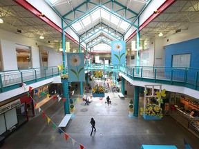 Interior view of Eau Claire Market in downtown Calgary is shown on Friday, April 12, 2019. The redevelopment of the Eau Claire area, which became part of Calgary in 1886 when a Wisconsin-based lumber company set up a sawmill on the banks of the Bow River, has been a topic of discussion for decades. Advocates say the areaÕs proximity to the river, PrinceÕs Island Park and the pathway system gives it the potential to be the Òcrown jewelÓ of CalgaryÕs downtown Ñ however, it has never quite worked out that way. Jim Wells/Postmedia