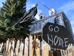 A home on Garrison Boulevard S.W. is decked out for Halloween on Wednesday, Oct. 30, 2019. The neighbourhood has been one of Calgary's favourite haunts in Postmedia's Halloween Kid Count.