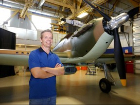 Brian Dejardins, Executive Director of The Hangar Flight Museum looks over the Hawker Hurricane #5389 which has been in Wetaskiwin for restoration with the Calgary Mosquito Society since 2012 and is back at The Hangar Flight Museum in Calgary for an unveiling November 6th on Thursday, October 31, 2019. Darren Makowichuk/Postmedia