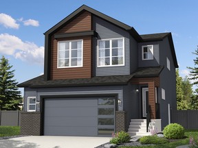 Excel Homes’ new Southport model features a front-drive garage and three bedrooms, plus an optional secondary suite in the basement.