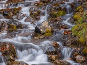 O'Shaughnessy Creek tumbles among rocks. Mike Drew/Postmedia