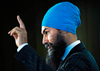 NDP Leader Jagmeet Singh speaks to reporters a day after the federal election, in Burnaby, B.C., on Oct. 22, 2019.