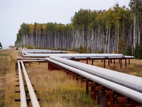 Pipelines run at the McKay River Suncor oilsands in-situ operations near Fort McMurray.