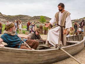 A scene depicting Peter and Jesus in the Badlands Passion Play.