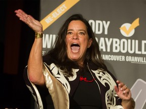 VANCOUVER, BC - October 21, 2019  -  Independent MP Jody Wilson-Raybould waves to the crowd  at Hellenic Community of Vancouver Centre during Canadian Federal Election in Vancouver, BC, October 21, 2019. (Arlen Redekop / PNG staff photo)