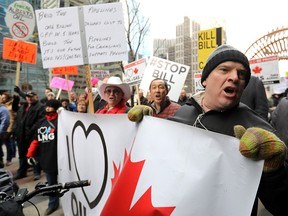 A pro-pipeline rally in downtown Calgary on Jan. 8, 2019.