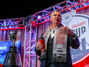 CFL Commissioner Randy Ambrosie addresses the media during the State of the League news conference during the 107th Grey Cup in Calgary on Friday, November 22, 2019.